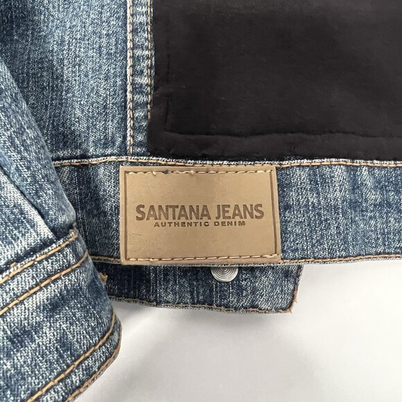 Ladies Santana jean jacket large black white floral motif in back boho lace - Picture 5 of 9